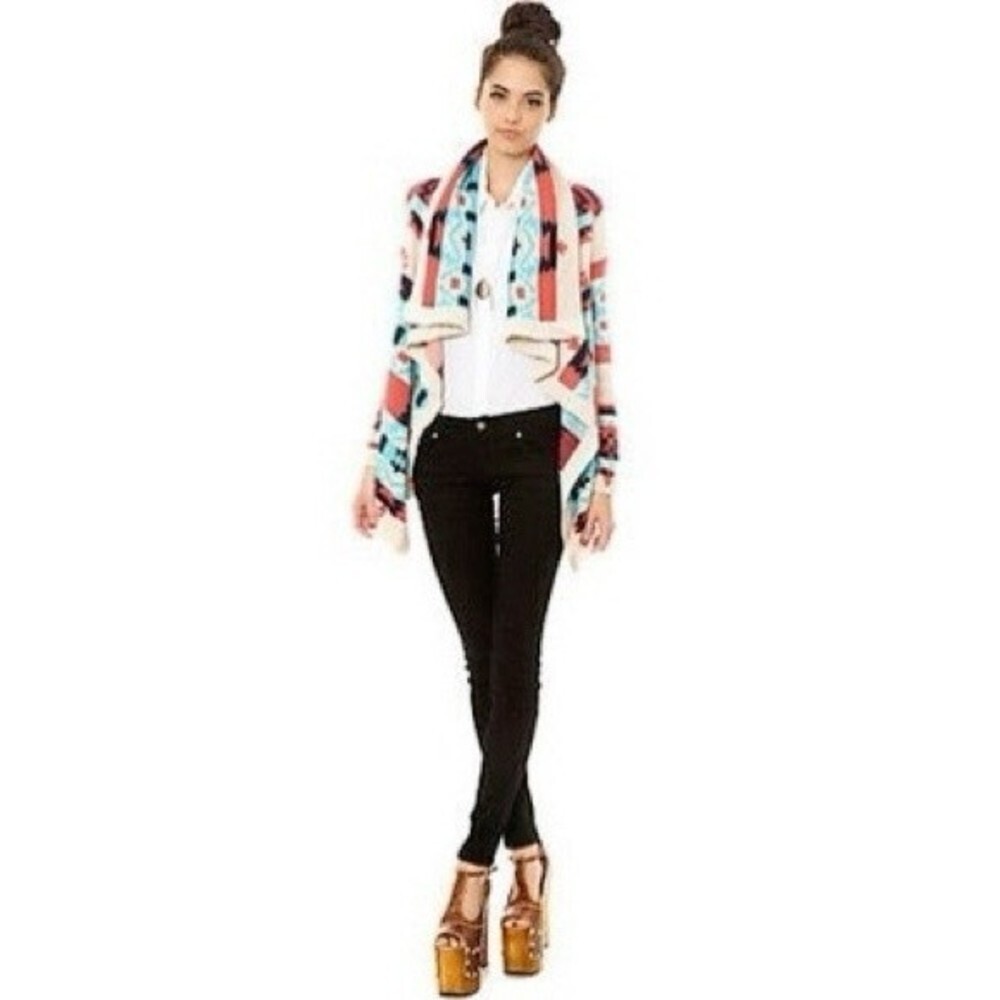 Anthropologie Moon Collection Aztec Drape Cardigan Size Small - Picture 9 of 10